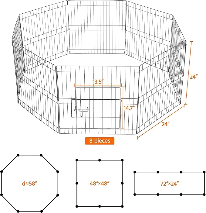 Yaheetech 24" High 8 Panel Foldable Metal Dog Exercise Pen Pet Playpen Dog - Image 3
