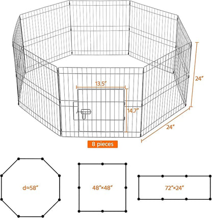 Yaheetech 24" High 8 Panel Foldable Metal Dog Exercise Pen Pet Playpen Dog - Image 3