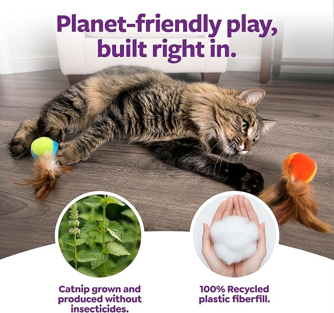 SmartyKat Flutter Balls Catnip Plush and Feather Cat Toys, Erratic Motion - Image 5