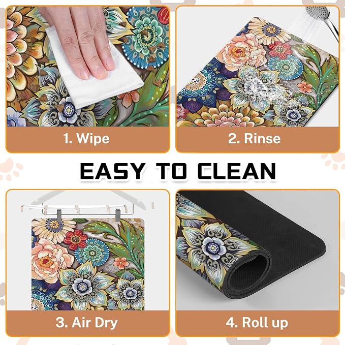 Absorbent Pet Dog Bowl Mat for Food and Water, Pet Cat Food Feeding Mat - Image 6
