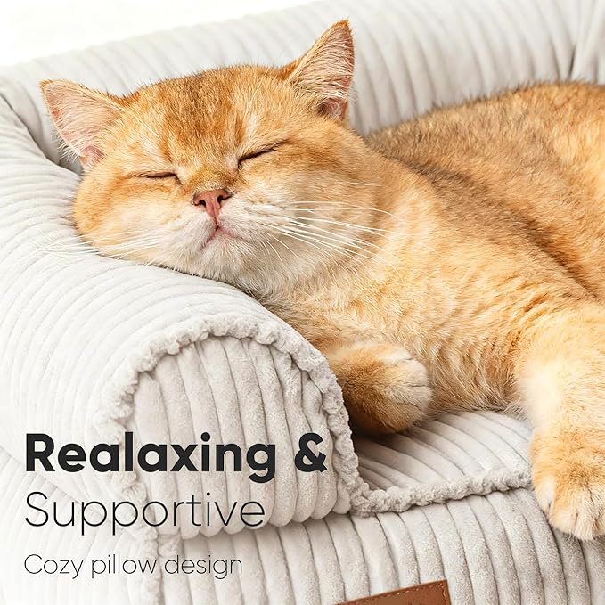 FUKUMARU Dog Couch Bed, Corduroy Cozy Cat Bed - Image 2