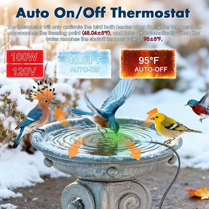 Outdoors 100W Bird Bath Heater for Winter, Birdbath Deicer Pond De-icer - Image 4