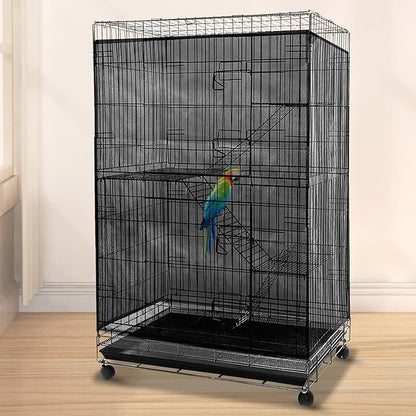 Adjustable Birdcage Seed Feather Catcher Bird Cage Net Cover Soft Skirt Guard - Image 4
