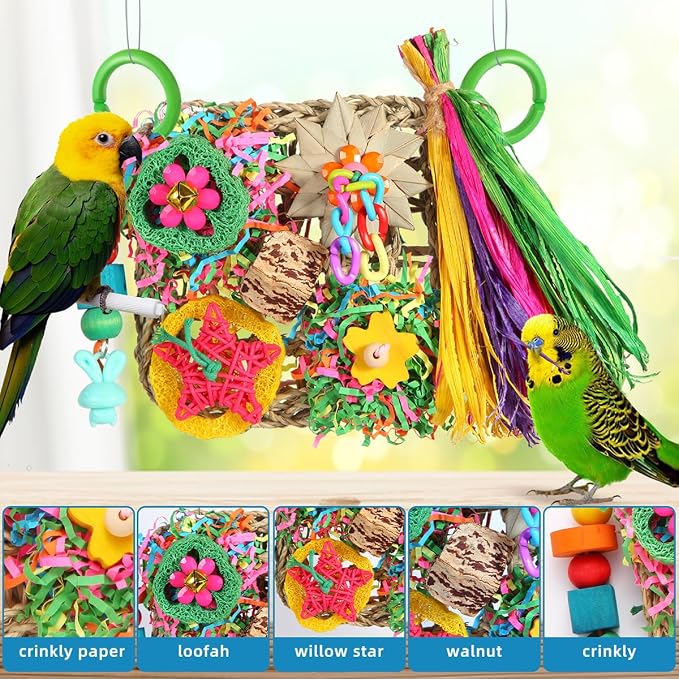 Bird Toys, Parakeet Toys Bird Foraging Toys Grass Mat Climbing Wall - Image 6