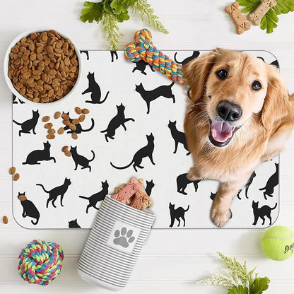 Funny Black Cat Dog Food Mat, Absorbent Pet Feeding Mat - Image 7