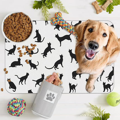 Funny Black Cat Dog Food Mat, Absorbent Pet Feeding Mat - Image 7