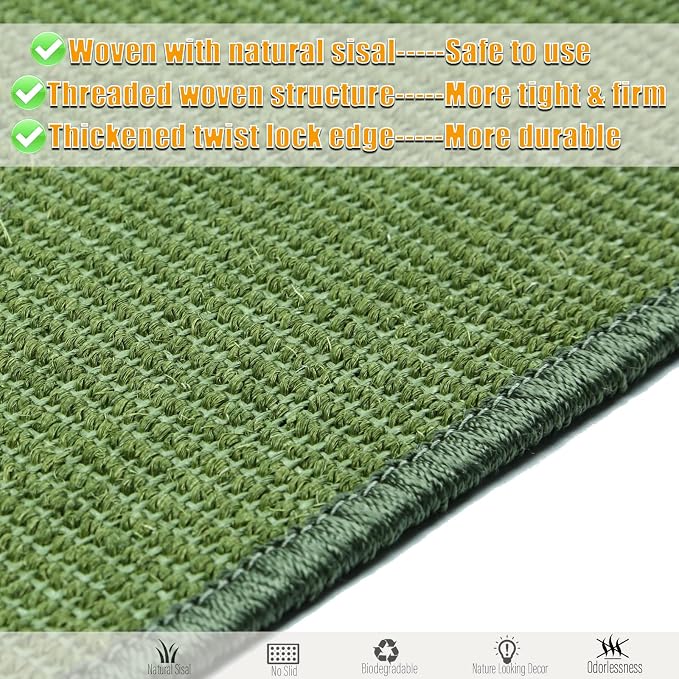 Cat Scratcher Mat, 23.6x15.7inch Natural Sisal Cat Scratchers - Image 3