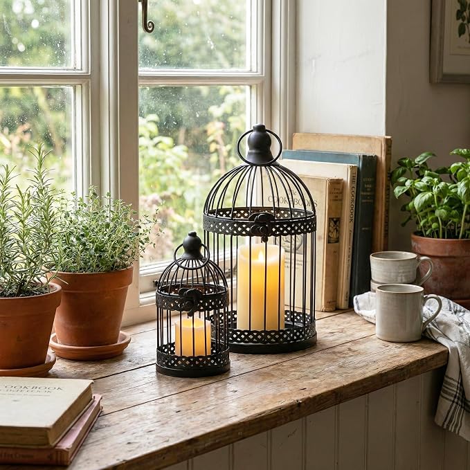 Vela Lanterns Bird Cage Decor Candle Holder Lantern Decorative Table - Image 12