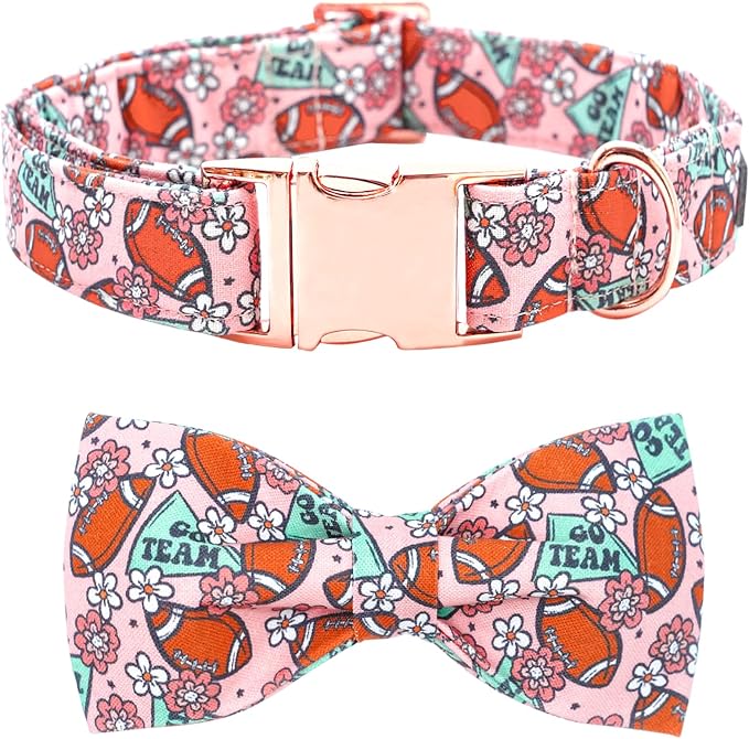 Dog Collar - Rugby with Bow Cute Pet Collar by BoboRainbow