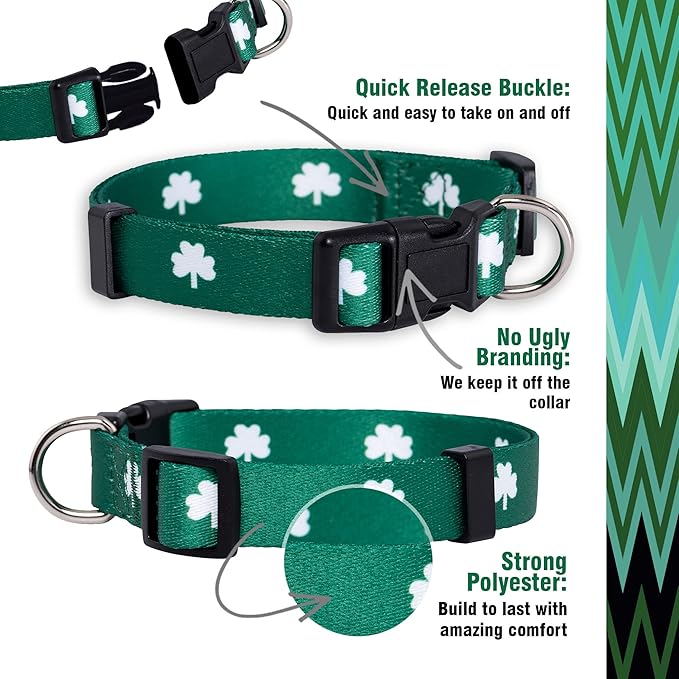 Native Pup St Patricks Dog Collar- Saint Patrick Green Shamrock Pet Collars- - Image 4