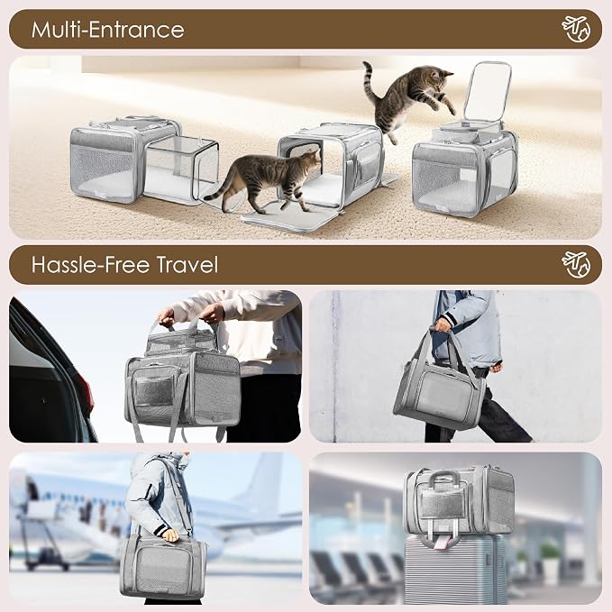 Top and 2 Sides Expandable Pet Carrier 17x11x9.5, TSA Airline Approved Small - Image 6