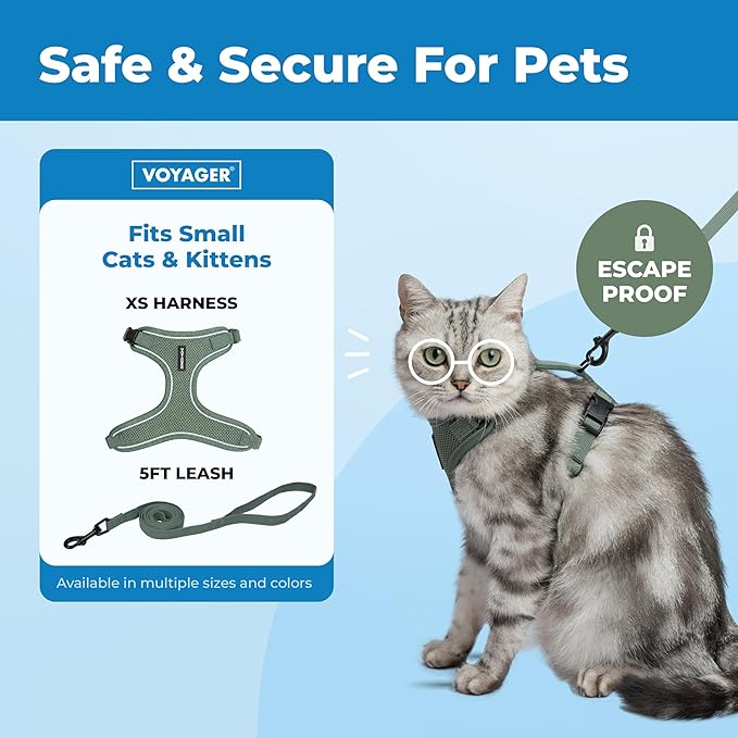Voyager Escape-Proof Step-in Lock Cat Harness & 5ft Neoprene-Handle Leash Set - Image 2