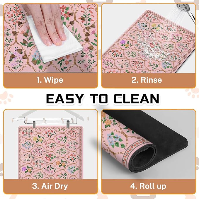 Absorbent Pet Dog Bowl Mat for Food and Water, Pet Cat Food Feeding Mat - Image 6