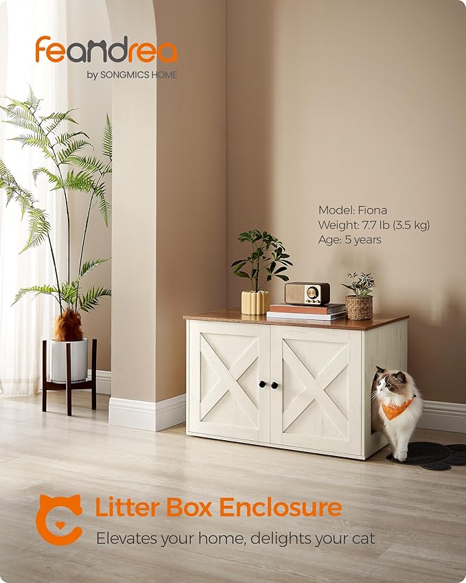 Feandrea Cat Litter Box Enclosure, Litter Box Furniture Hidden - Image 2