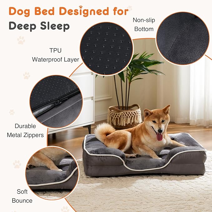 Sweetcrispy Orthopedic Dog Bed, XL Large Memory Foam Puppy Cat Bed - Image 3