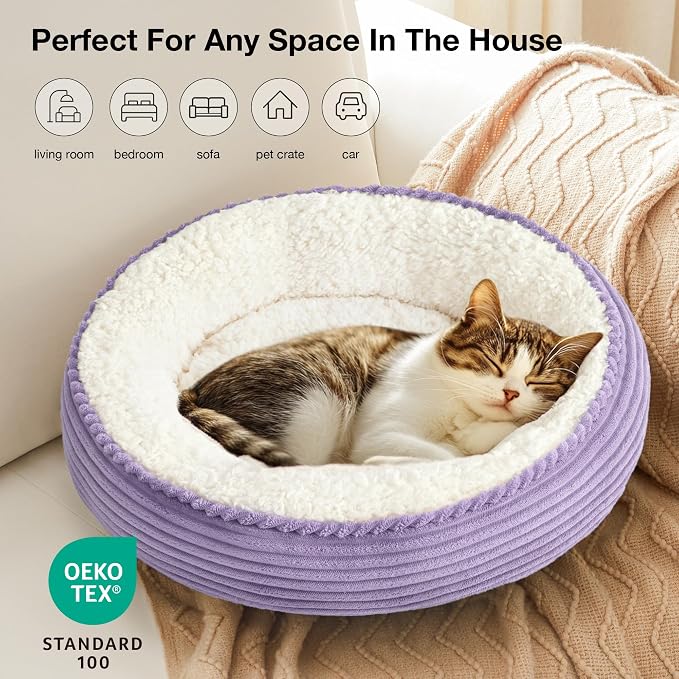 Love's cabin Round Donut Cat and Dog Cushion Bed, 20in Pet Bed - Image 6