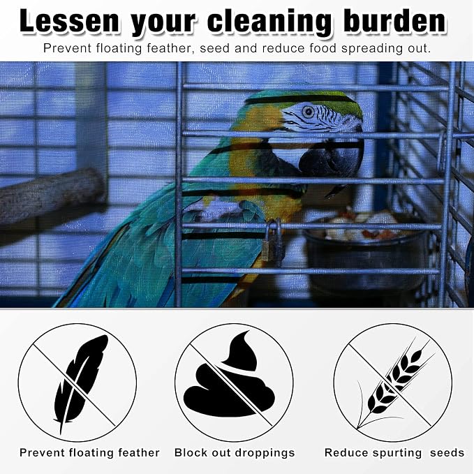 Shappy Large Bird Cage Seed Catcher, Bird Cage Cover Net Skirt Guard, - Image 5