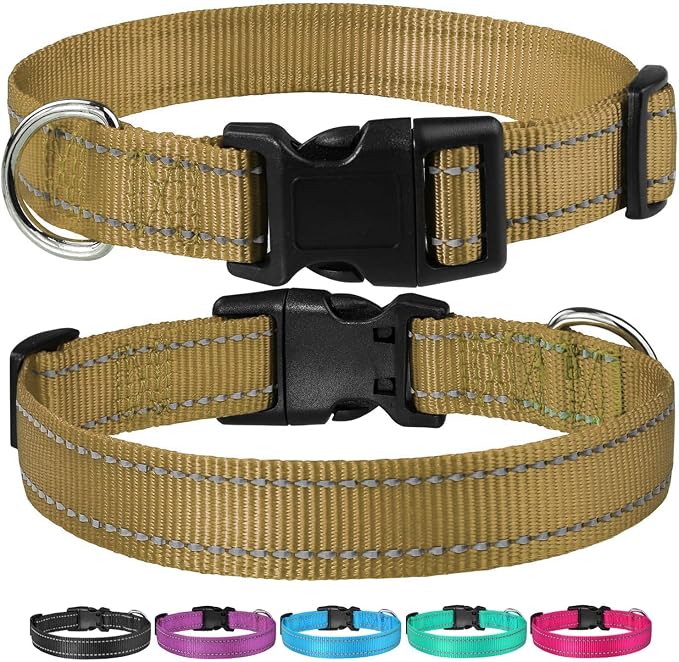 Reflective Dog Collar with Buckle Adjustable Safety Nylon Collars - Image 6
