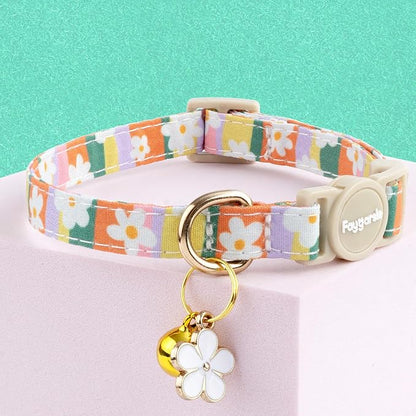 Faygarsle 2 Pack Striped Plaid Floral Pattern Cat Collars Breakaway Safety - Image 4