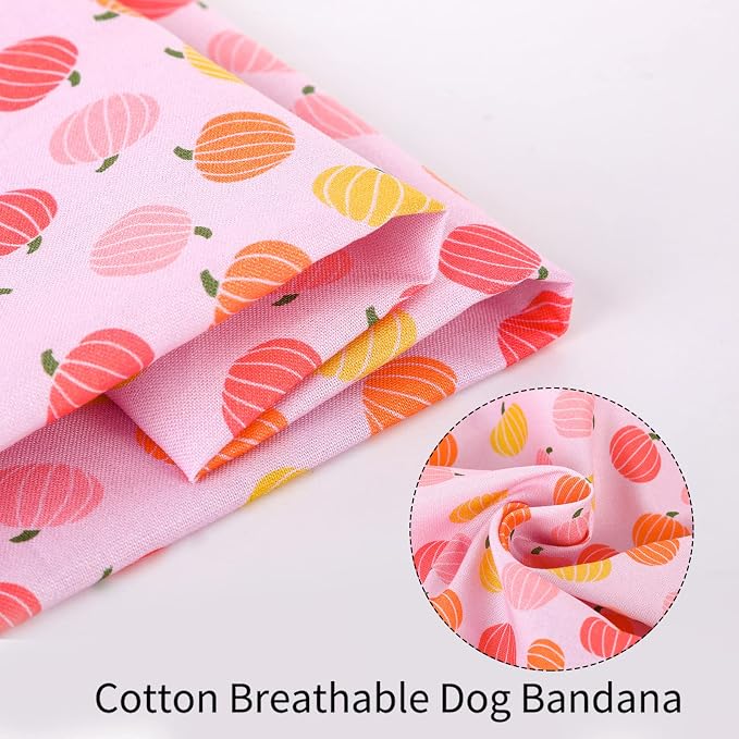 ARING PET Halloween Dog Bandanas, Cotton Pink Pumpkin Pet Bandanas Cute - Image 2