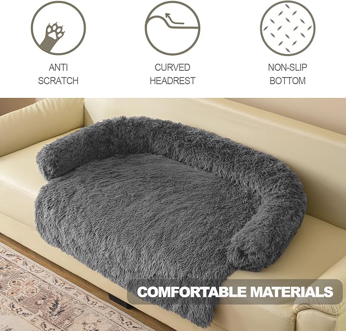 Calming Dogs/Cats Bed Mats, Dog Pad Washable Removable Couch Cover, Plush Long - Image 4