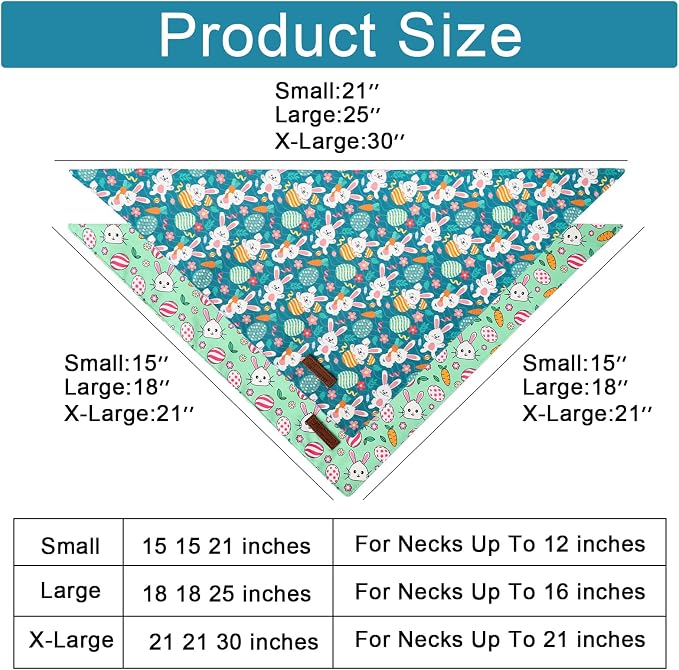 ARING PET Easter Dog Bandana 2 Pack-Cute Green Easter Eggs Dog Bandanas - Image 3