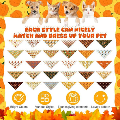 Aliceset 180 Pcs Fall Dog Bandanas Bulk Thanksgiving Bandana - Image 3