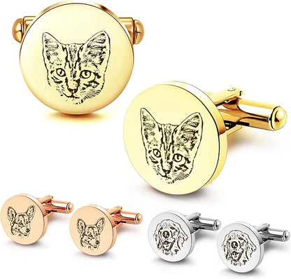 Anavia Pet Portrait & Handwriting Cufflinks Tie Clip Gift Box Set, Personalized by Anavia
