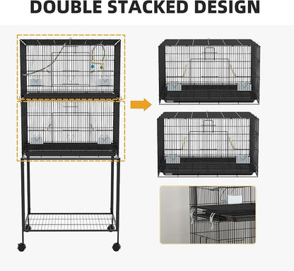 PawHut Double Stackable Bird Cage - Image 6