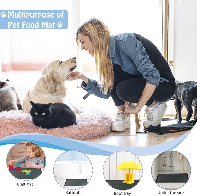 Dog Cat Pet Food Mat for Floor Dog Feeding Bowl Mat for Food and Water Raised - Image 7