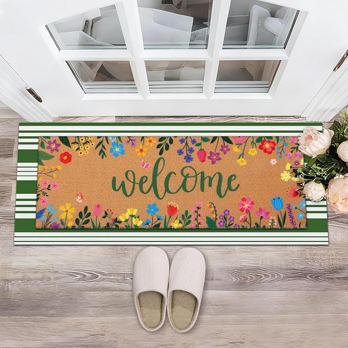 Tinideya 2 Pcs Door Mat Welcome Non Slip Coir Mats Floor Layering Doormats - Image 7