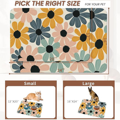 Abstract Daisy Flower Dog Food Mat - Image 2