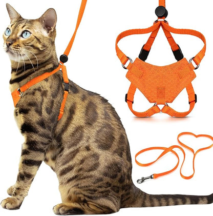 Houdini™ Escape Proof Cat Harness and Leash Set by OutdoorBengal – Orange by OutdoorBengal