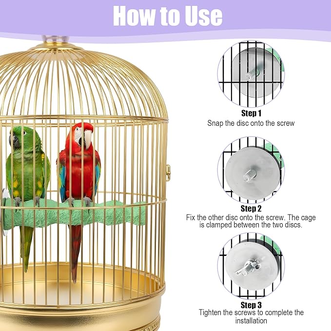 Bird Beak Grinding Stone 2 Pcs Bird Parrot Cage Perch Stand Platform Foot Claws - Image 6