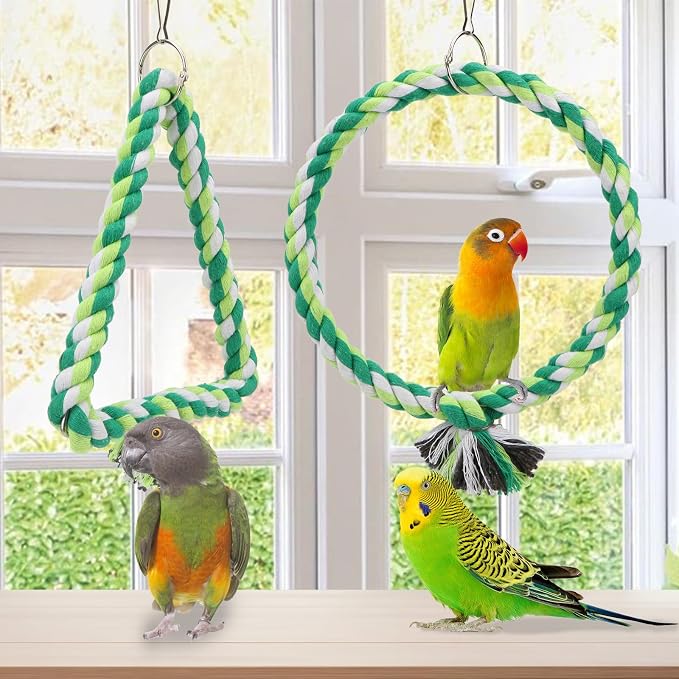 Wontee Bird Swing Bird Rope Perch Parrot Climbing Stand - Image 2