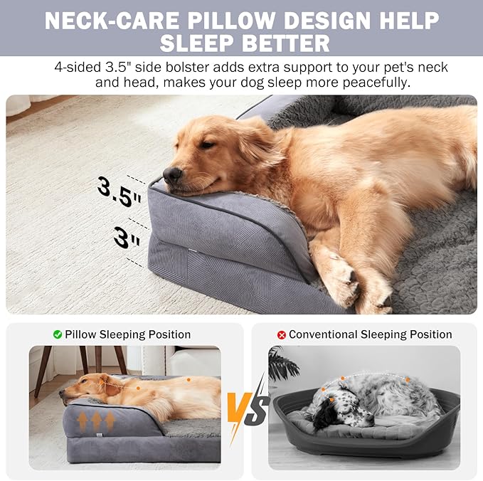 INVENHO Orthopedic Dog Beds Large Sized, XL Washable Dog Sofa - Image 5