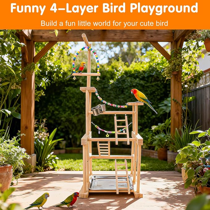 Bird Playground 4 Layer, Parrot Perch Stand Bird Play Stand - Image 5