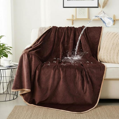 Waterproof Dog Blankets Brown Pet Blanket 60"x80", Soft Fluffy Sofa Car Bed - Image 9