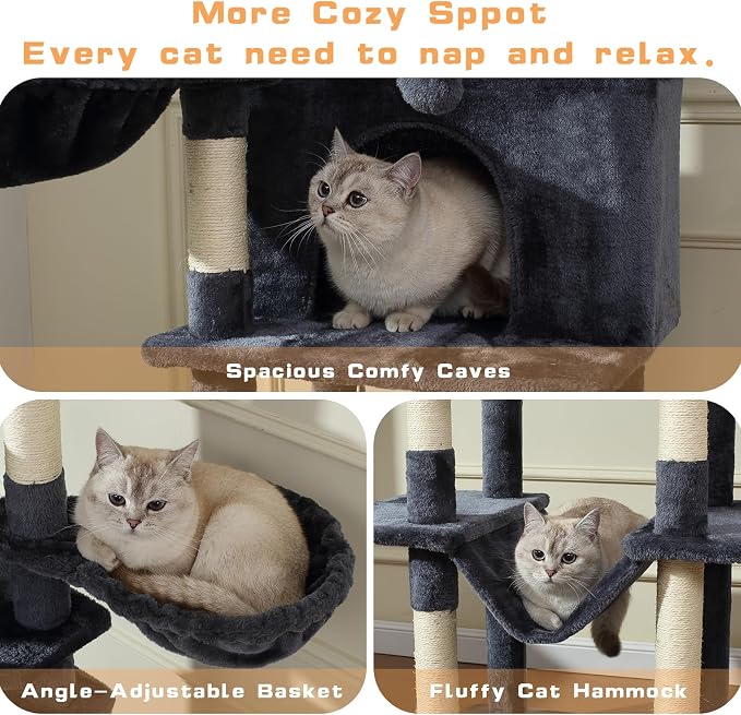 70-Inch Cat Tree, Large Cat Tree Tower - Image 4