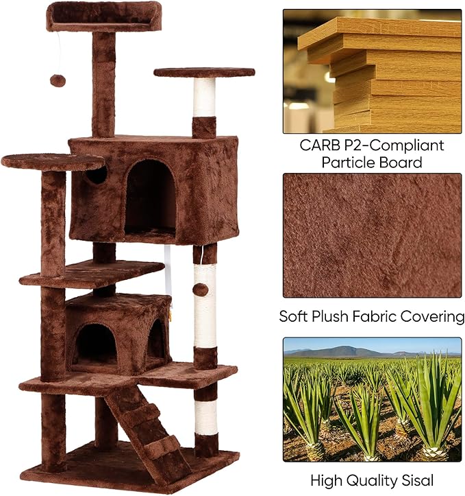 54-Inch Cat Tree for Large Cats, Sturdy Multi-Level Cat Tower - Image 8