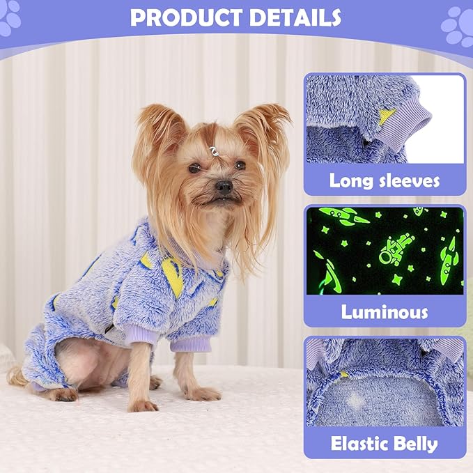 Fleece Pajamas for Small Dogs, Puppy Clothes, Soft & Stretchy Dog Onesies - Image 3