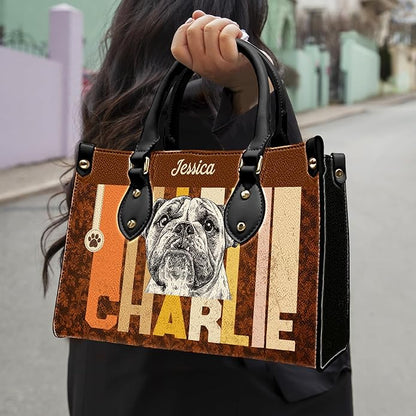 Personalized Pet Mom Leather Handbag – Custom Name Dog Cat Photo Purse - Image 2