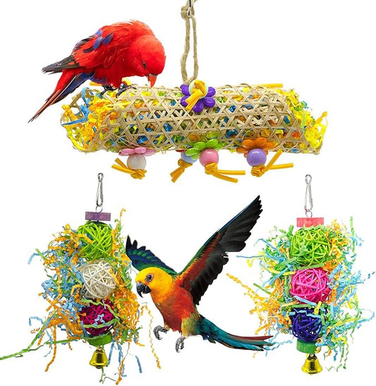 EBaokuup 3Pack Bird Chewing Toys Foraging Shredder Toy Parrot Cage Bird Loofah by EBaokuup