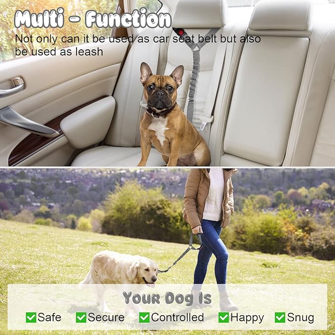 BWOGUE Pet Dog Cat Seat Belts, Car Headrest Restraint Adjustable Safety Leads - Image 6