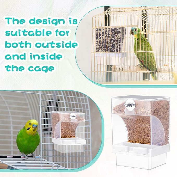 8 Pcs No Mess Bird Feeder Parrot Automatic Feeder Bird Seed Container Water - Image 3