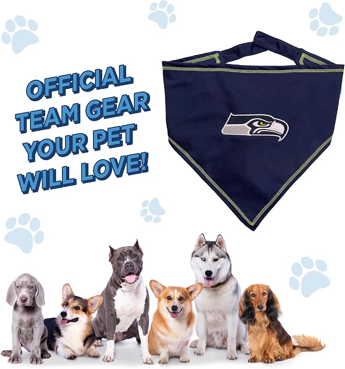 NFL Seattle Seahawks TIE Bandana, Small/Medium. Dog Bandana Scarf Bib - Image 7