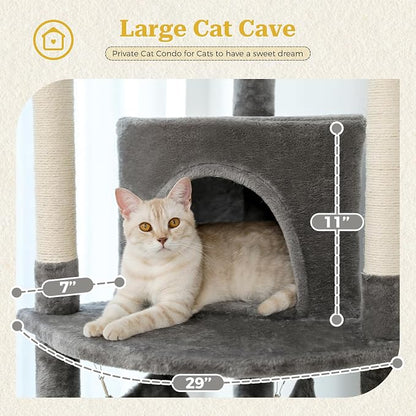 PETEPELA Floor to Ceiling Cat Tree, 92.9''-101.6''Height Adjustable Cat Tower - Image 5