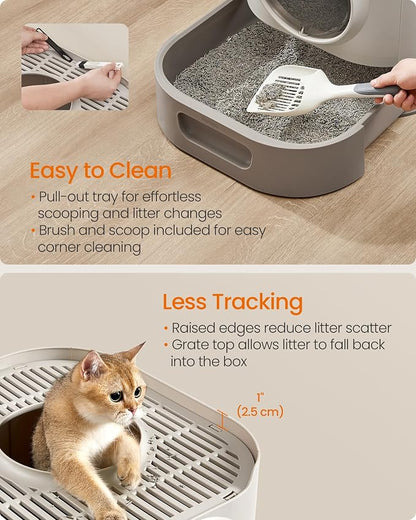 Feandrea Cat Litter Box with Lid, XL Enclosed Litter Box with Slide-Out Tray - Image 4