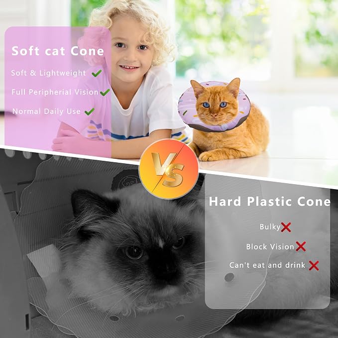 Cat Cone Collar Soft, Adjustable Cat Recovery Collar Kitten Cones to Stop - Image 6