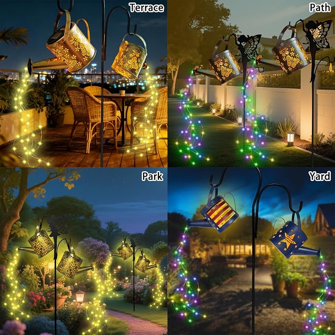 DDQ Solar Watering Can Lights, Warm White/Color LED - Image 6